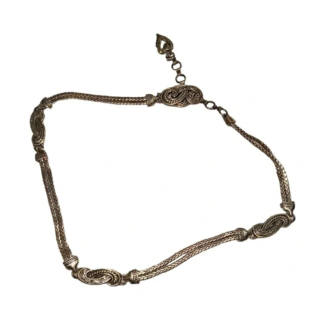 Brighton Bali Hai Silver Chain Belt Size Medium
